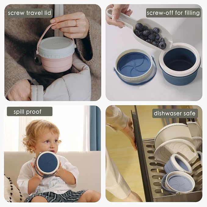 No Spill Silicone Toddler Snack Containers, Detachable Silicone Flap - Image 6