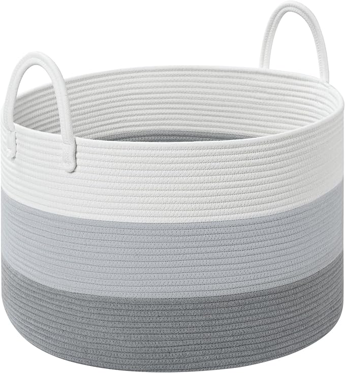 67L Storage Basket for Organizing, Cotton Rope Woven Blanket Basket, Toy by Degeyoyo