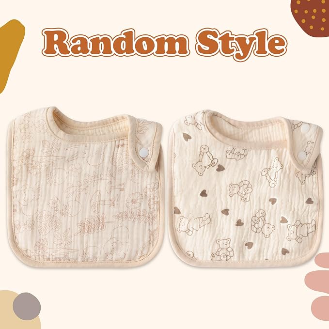 Zainpe 6Pcs Snap Muslin Cotton Baby Bibs Rabbit Bear Sheep Pattern Bandana - Image 7