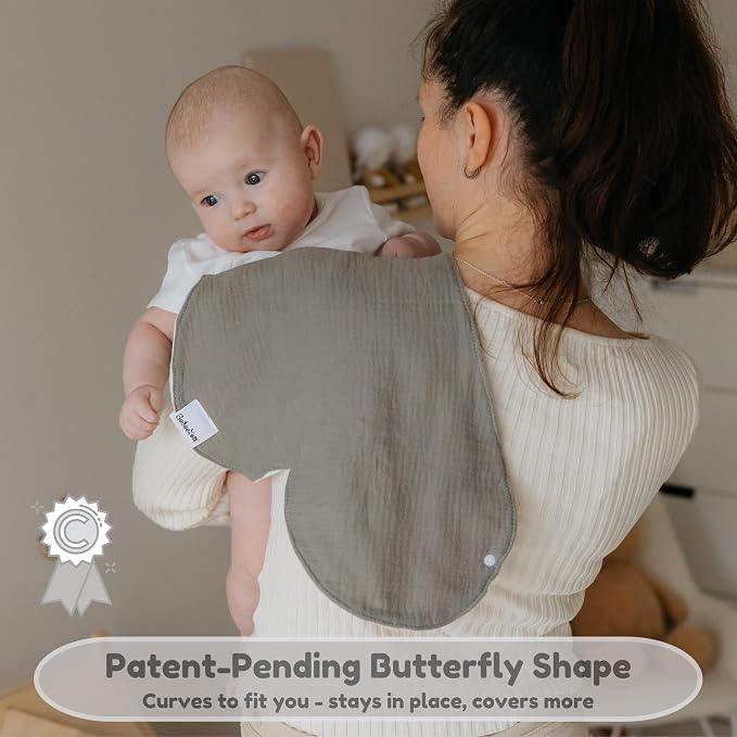 Butterfly Cotton Muslin Burp Cloths 3-Layer, Extra-Large 26”x12” - Image 4