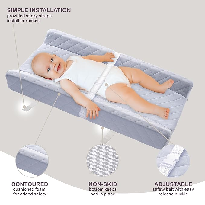 Organic Cotton Contoured Baby Changing Pad w/Waterproof Foam Mattress, Includes - Image 3