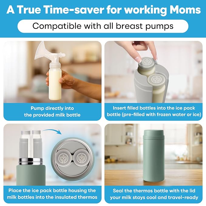 Portable Breast Milk Cooler Bottle: 30H Cooling Time, 2 x 150ml/5Oz BPA-Free - Image 3