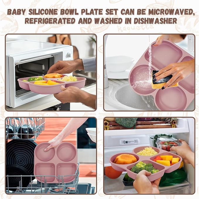 Silicone Baby Feeding Set, Baby Led Weaning Supplies, Baby Food Tableware - Image 6