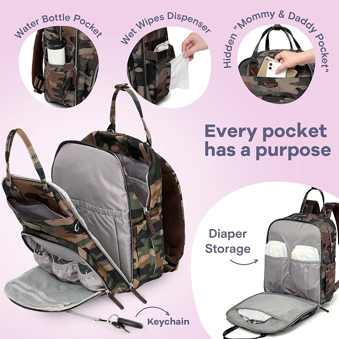 RUVALINO Diaper Bag Backpack, Large Capacity, Waterproof - Image 3