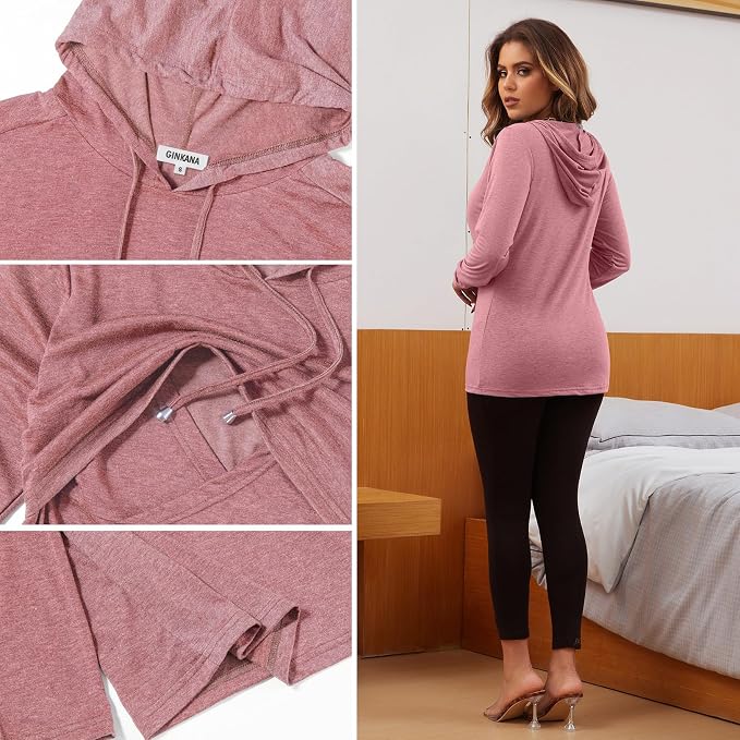 GINKANA Women's Nursing Hoodie Sweatshirt Long Sleeves Breastfeeding Maternity - Image 6