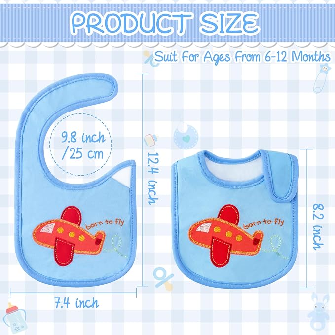 7Pcs Cotton Waterproof Baby Bibs Hook Loop Closure Newborn Bib Keepsake Baby - Image 2
