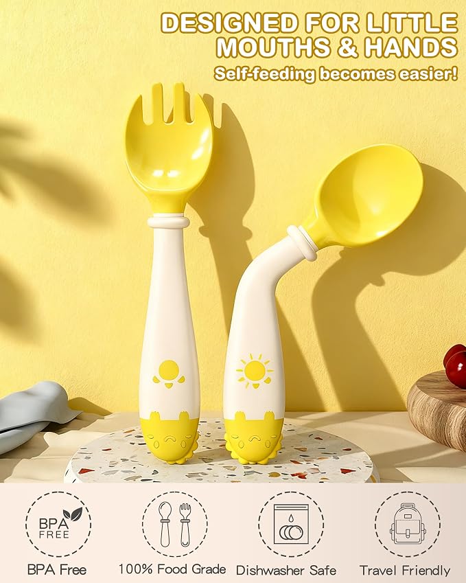 Deejoy Toddler Utensils, Self-feeding Flatware Set withTravel Case, Baby Spoons - Image 3
