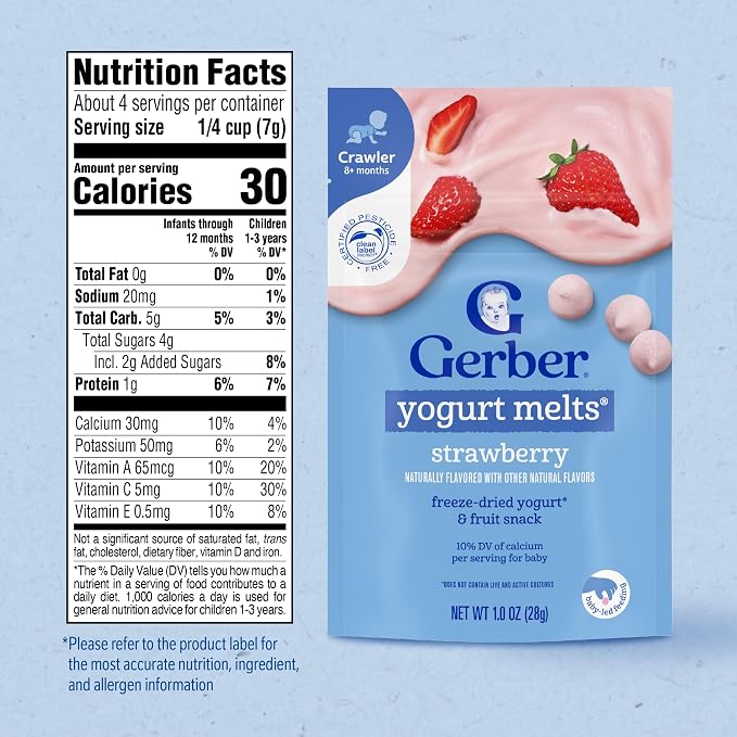 Gerber Stage 3 Baby Food Snacks, Strawberry Yogurt Melts, Freeze Dried Yogurt - Image 2