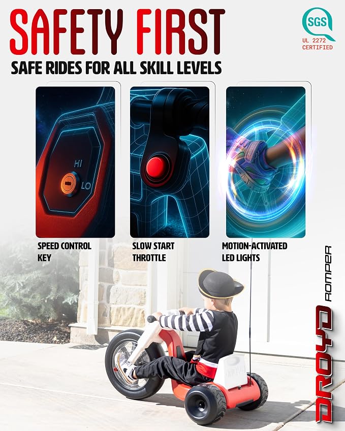 Droyd Romper Electric Tricycle for Kids 3+ Years, 24V Toy 3-6 MPH Max Speed & - Image 3