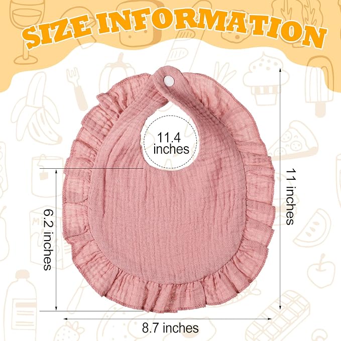 Mepase 10 Pcs Large Muslin Baby Girl Bibs Drool Teething Bibs Lap Shoulder - Image 2