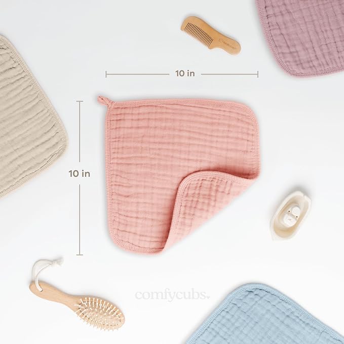 Comfy Cubs Muslin Baby Washcloths 6 Pack - Image 3