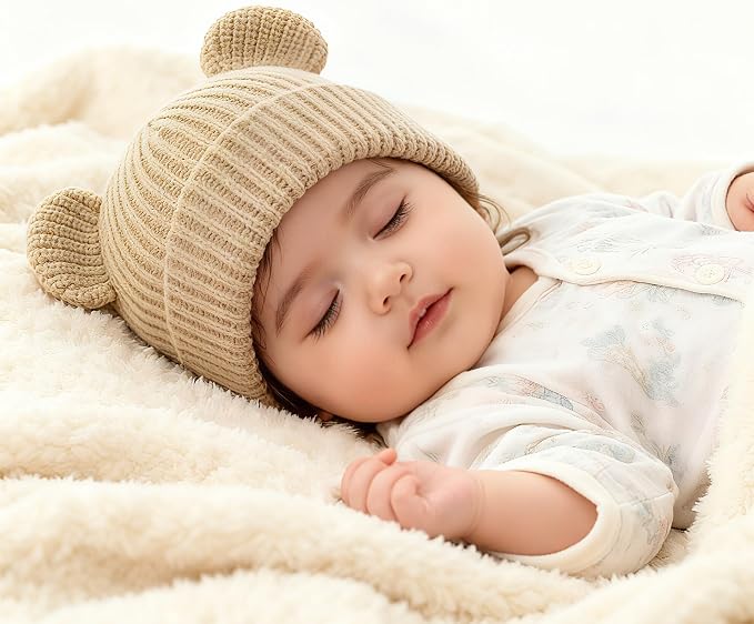 Toddler Boy Winter Hat Baby Knit Beanie Girl Warm Hats Kid Bear Ear Beanies - Image 5