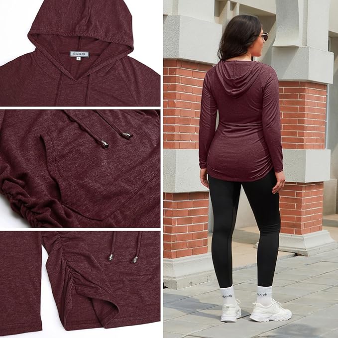 GINKANA Maternity Hoodie Long Sleeves Shirts Casual Maternity Top Pregnancy - Image 7