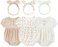 Newborn Baby Girl Clothes Cotton Bubble Romper Floral Short Sleeve Bodysuit 3 by MAMIMAKA