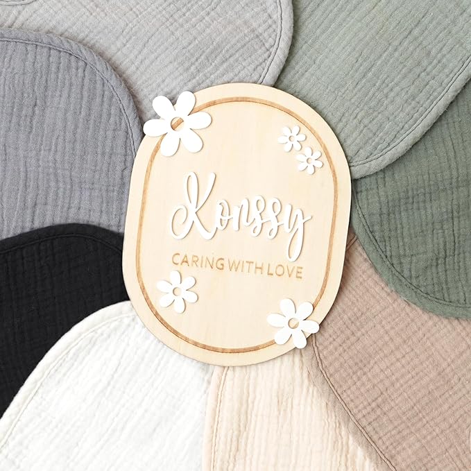 Konssy Muslin Baby Bibs 8 Pack Baby Bandana Drool Bibs Cotton - Image 5