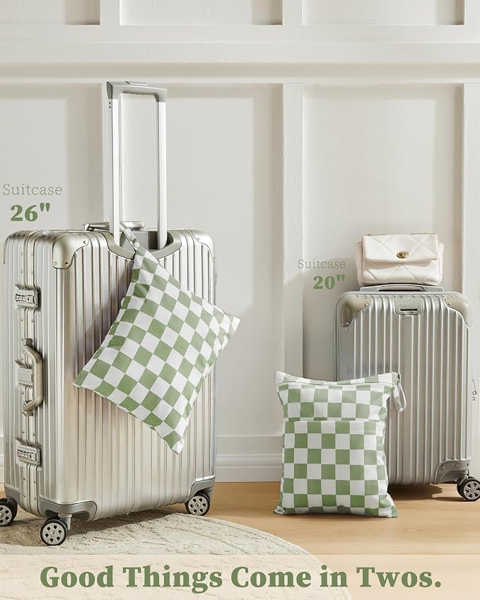 Sage Green Checkered Waterproof Wet Dy Diaper Bag - Image 5