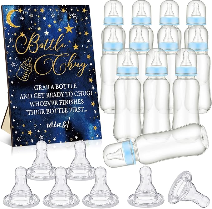 TrelaCo Star Cool Baby Shower Games Bottle Chug Sign Wooden Twinkle Moon and by TrelaCo