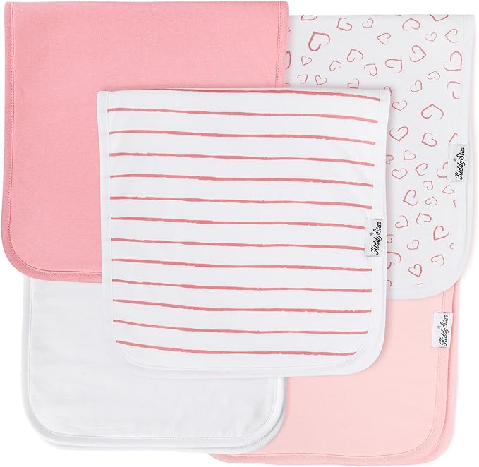 5-Pack Organic Cotton Burp Cloths – Large, Ultra-Soft 3-Layer Towels by KiddyStar%C2%AE