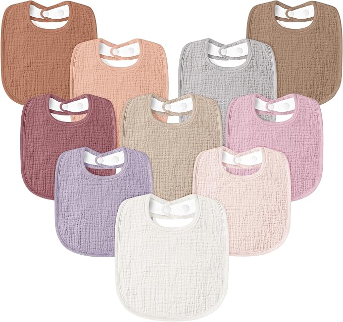 Susurration Muslin Baby Drool Bibs 10Pack Soft Square Adjustable Bandana Bibs by Susurration