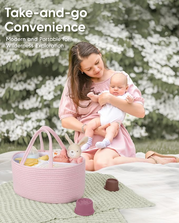 Maliton Baby Diaper Caddy Organizer, Cotton Rope Diaper Caddy Basket, Large - Image 7
