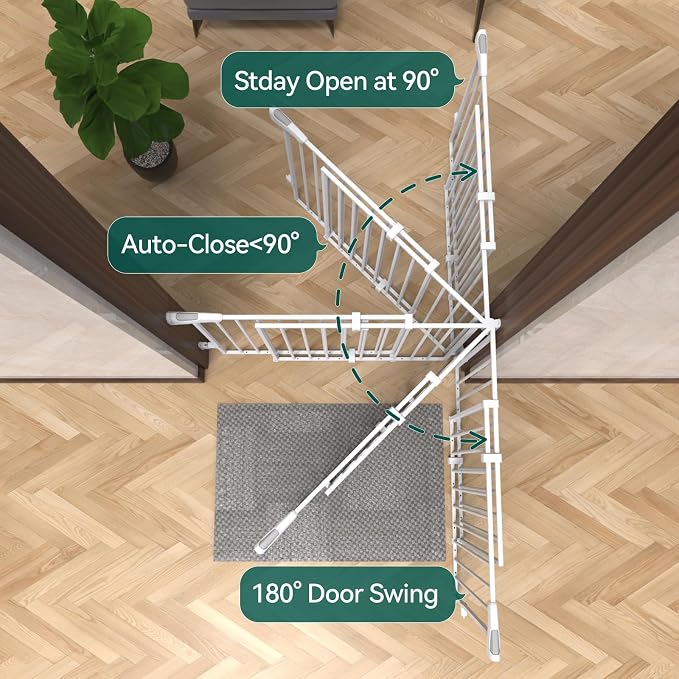 Babelio Baby Gate for Stairs, Kitchen & Doorways, 26-43" W 28" H No Bottom Bar| - Image 4