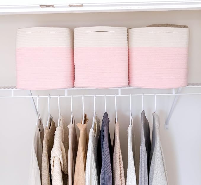NaturalCozy 13x15x13 Kallax Storage Cubes, 3 Pack | Cotton Rope Cube Storage - Image 5