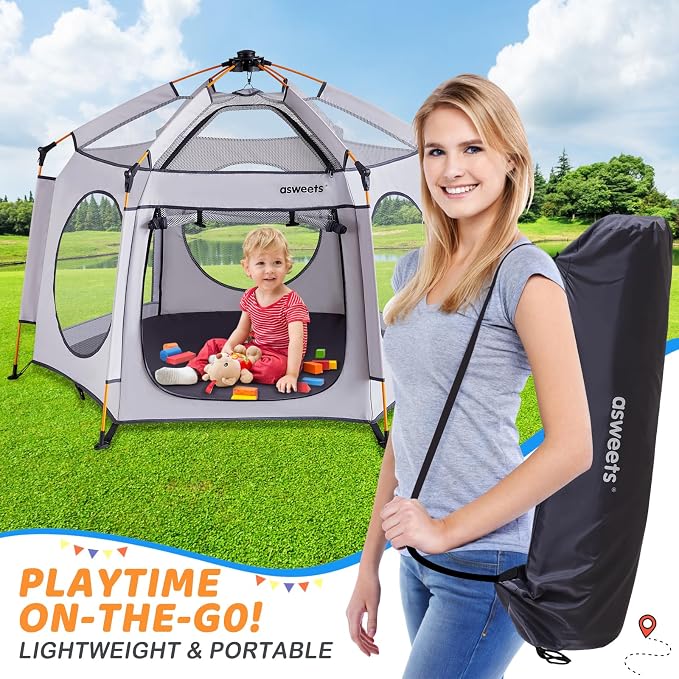 Asweets 4 in 1 Pop Up Playpen Indoor and Outdoor Portable, Lightweight Baby - Image 2