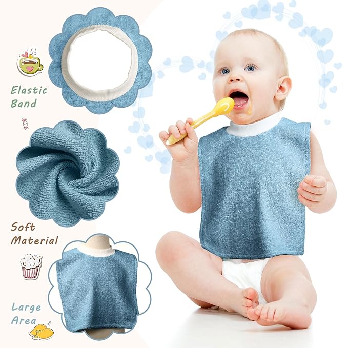 6 Pcs Pullover Baby Bibs Cotton Terry Toddler Absorbent Infant - Image 4
