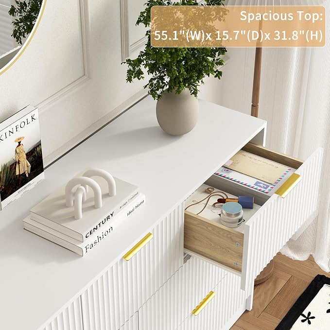 7 Drawers Dresser for Bedroom, Modern Chest of Drawers, Wood TV Stand Storage - Image 7