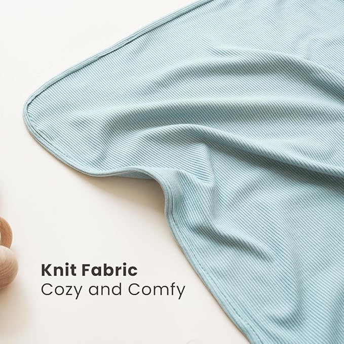Konssy Knit Baby Blanket 2 Pack, Soft Ribbed Swaddle Receiving Blankets - Image 2
