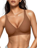 OEAK Womens Deep V Bras Wireless Comfortable Bra Supportive No Underwire Bras by OEAK