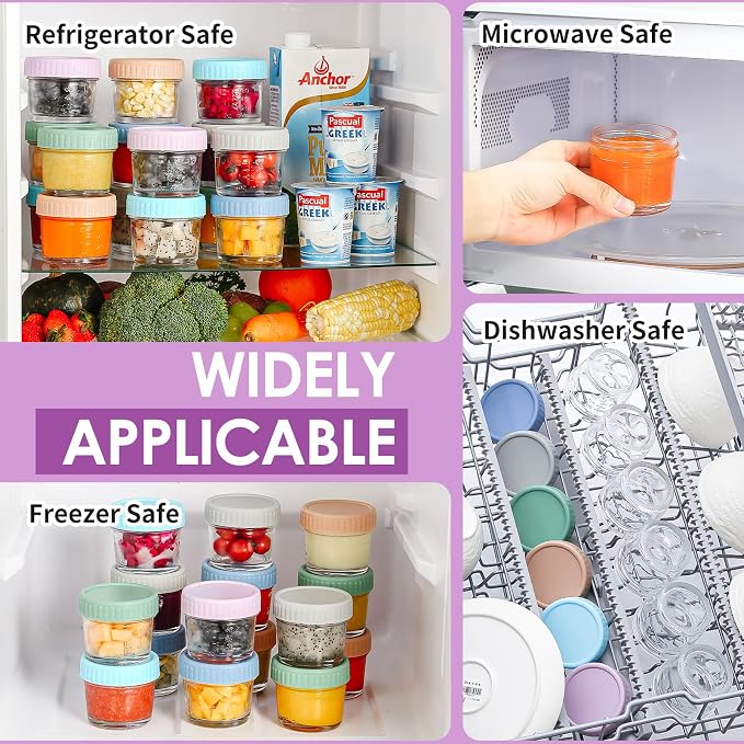 DRKIO 12 Pack Glass Baby Food Storage Containers - 4 Oz Baby Food Jars - Image 6