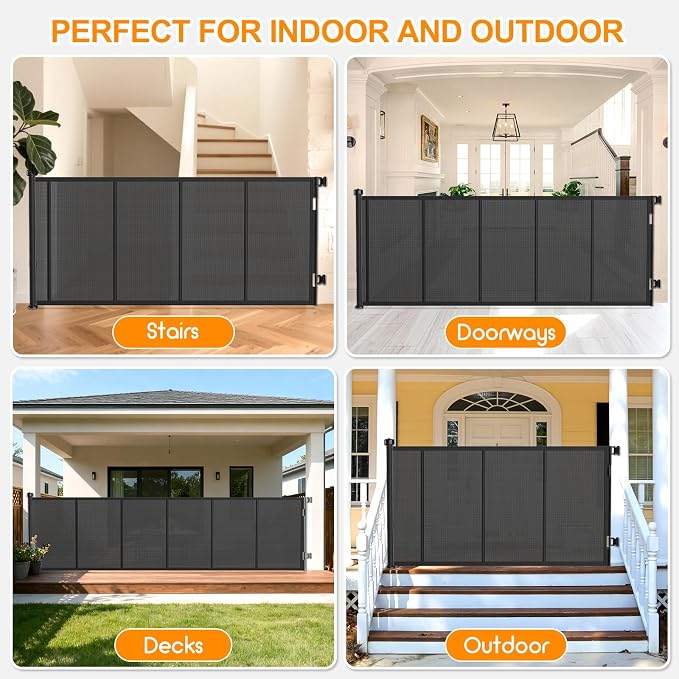 120 Inch Retractable Baby Gates Extra Wide, 41 Inch Reinforced Extra Tall Gate - Image 8