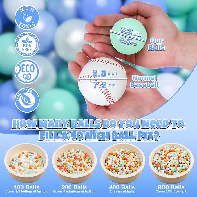 GOGOSO Ball Pits Balls for Toddlers Pack of 50 100 200 Plastics Shape Ball - Image 2