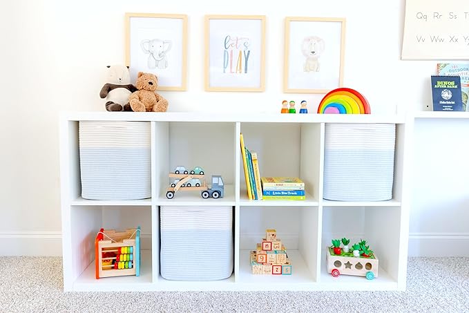 NaturalCozy 13x15x13 Kallax Storage Cubes Bins, 3 Pack | Cotton Rope Cube - Image 3