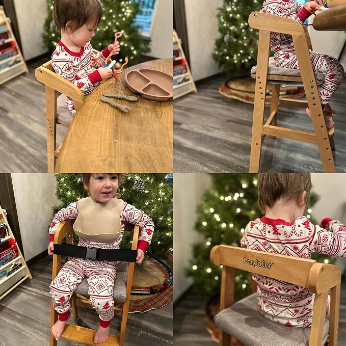 PandaEar Wooden High Chair for Toddlers, Adjustable Child Highchair Feeding - Image 3