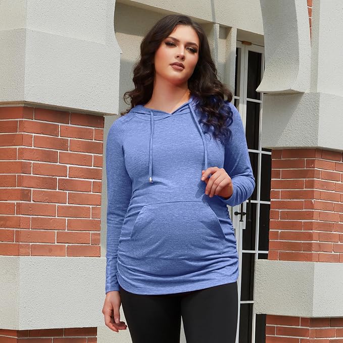 GINKANA Maternity Hoodie Long Sleeves Shirts Casual Maternity Top Pregnancy - Image 3