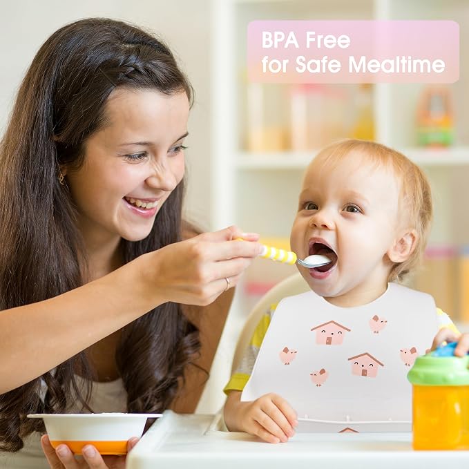 2 Pack Silicone Baby Bibs Adjustable Fit Waterproof Bib - Image 9