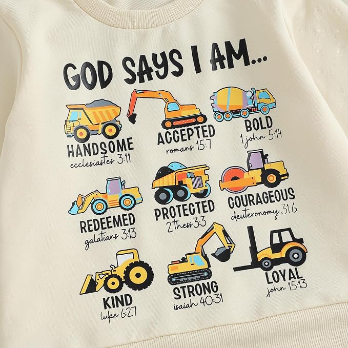 Nyapruwe Toddler Baby Boy Fall Outfit Funny Print Long Sleeve Sweatshirt - Image 5