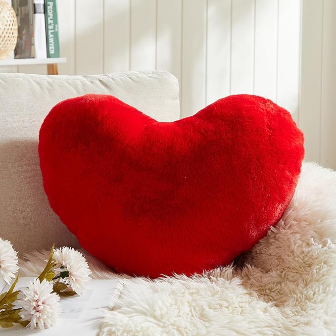 EastTree Heart Pillows, Love Throw Pillows Gifts, Ultra Soft Faux Rabbit Fur by EastTreeHomeGuide