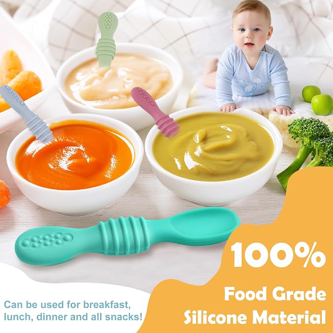 Baby Spoons Self Feeding 6 Months, Easy-Grip Handle, and Soft Texture, Gentle - Image 6
