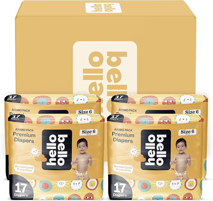 Hello Bello Premium Diapers Size 6, Extra-Absorbent, and Hypoallergenic Baby by HelloBello