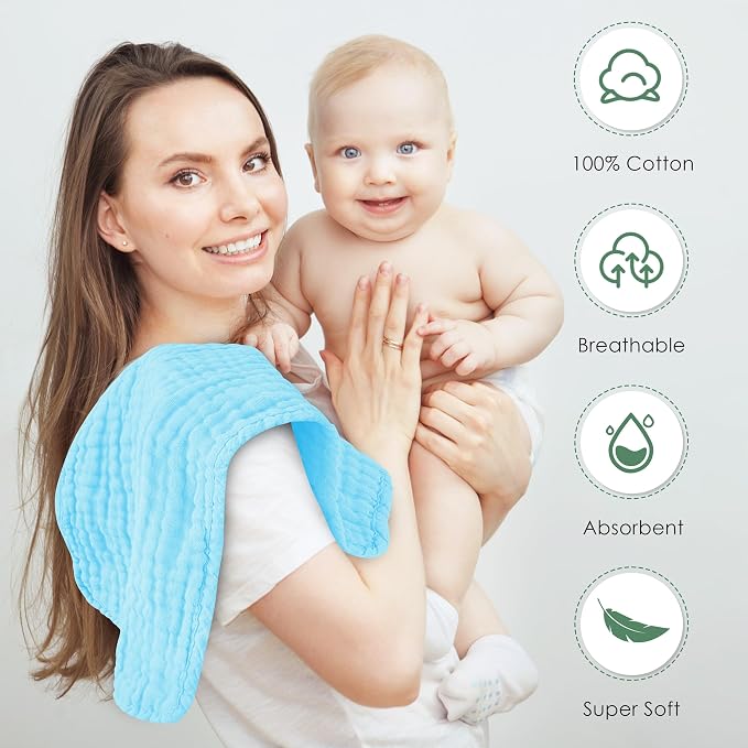 Muslin Burp Cloths 100% Cotton Large 20''x10'' Extra Soft and Absorbent Baby - Image 6