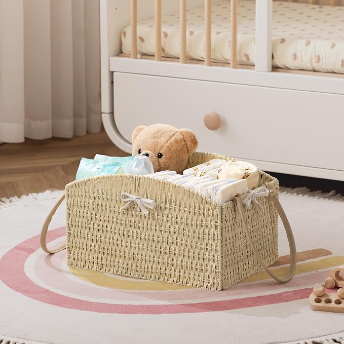 HBlife Diaper Caddy Organizer, Hand-Woven Storage Basket - Image 4
