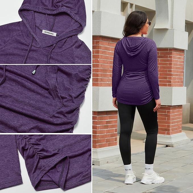 GINKANA Maternity Hoodie Long Sleeves Shirts Casual Maternity Top Pregnancy - Image 6