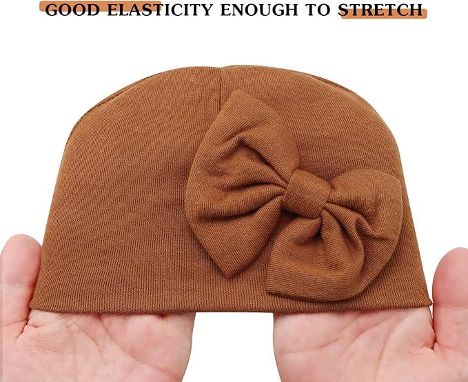 BQUBO Newborn Baby Girls Hats Mittens Set Hospital Hat Beanie Infant Bow Hats - Image 7