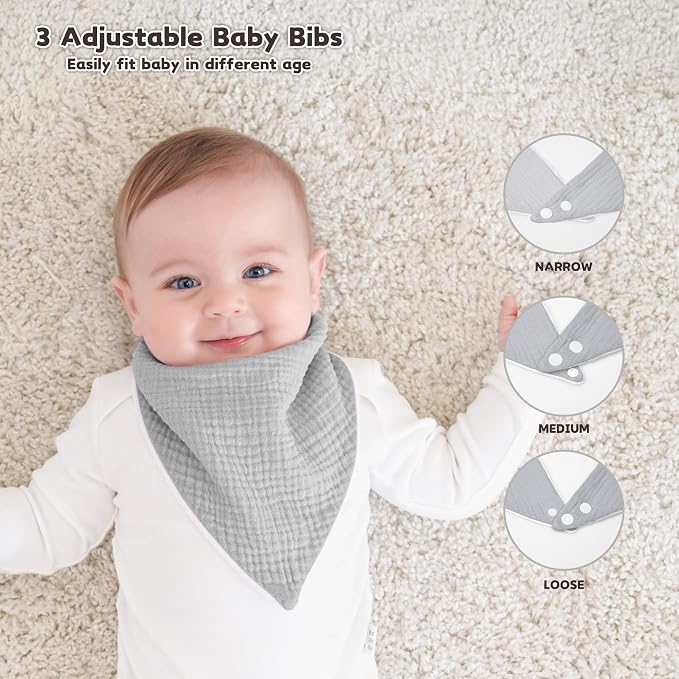 Susurration Muslin Baby Drool Bibs 6Pack Soft Triangular Adjustable Baby - Image 5