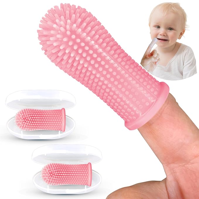 Baby Toothbrush, 360 Degree Bristle Silicone Finger Toothbrush 6 to 12 Months by Itsy+Bitsy+People