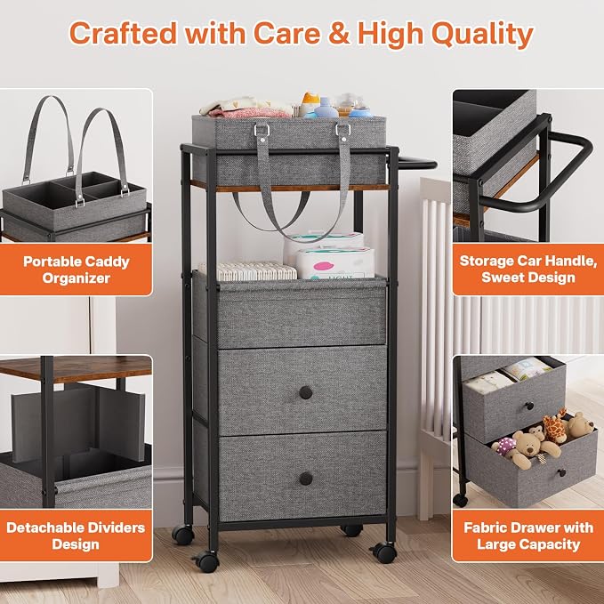 Baby Diaper Caddy Organizer Cart - Image 4