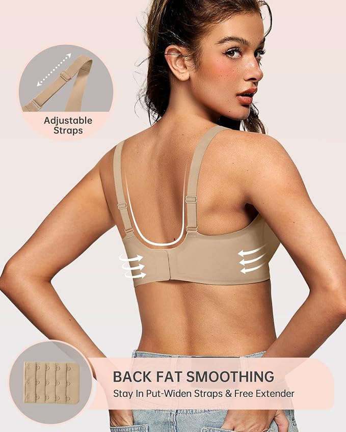 OEAK Womens Deep V Bras Wireless Comfortable Bra Supportive No Underwire Bras - Image 3